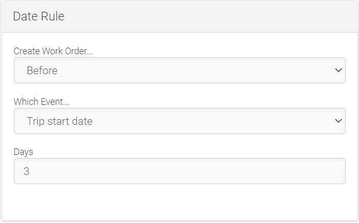 LMPM work order automation date rules screenshot